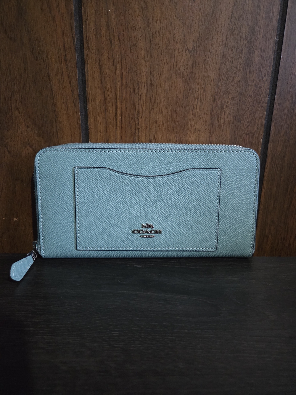 Coach Zip-Around Leather Wallet in Light Blue